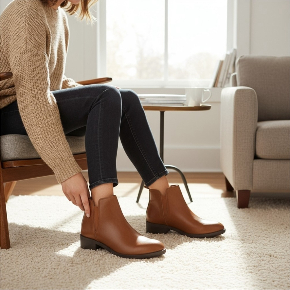 Style & Co Women's Classic Fall Winter Boots Booties - 9.5 M Brandy Brown